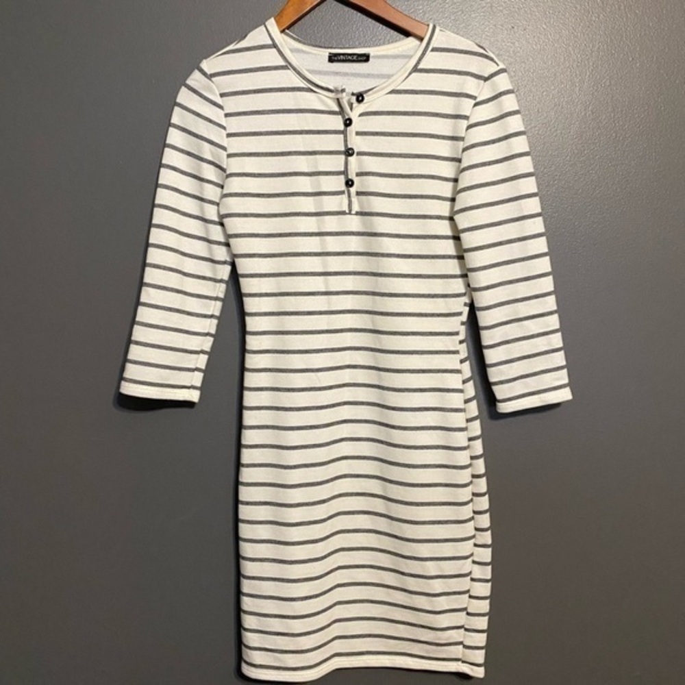 The Vintage Shop striped long sleeved button up dress